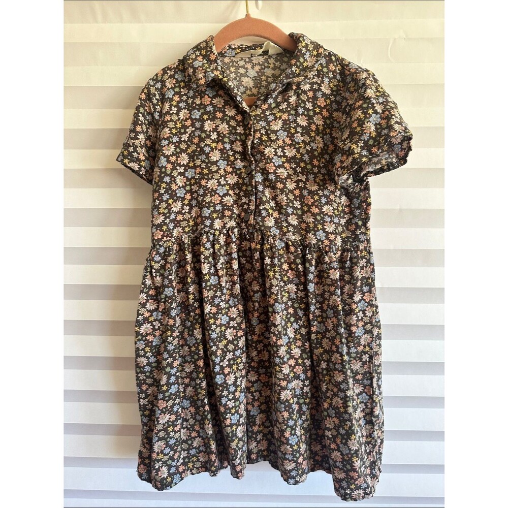 Girls H&M Brown Floral Dress Size 6X | Casual Fall Dress